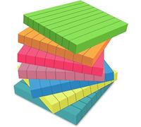 ASelected 7 Pack Lined Sticky Notes for Post, 75 x 75 mm Small Square Sticky Notes Set Assorted Coloured Sticky Notes - 560 Sheets Total (80 Sheets per Pad)