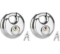 ASelected 70 Mm Stainless Steel Disc Lock Outdoor Heavy Duty Waterproof Anti Cut Padlock with Key Padlock for Warehouses, Containers, Garages, Gates, Chains, Fences (2 Keys) (Pack of 2)
