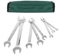 ASelected 8 Pieces Double Open End Spanner Set, 6mm to 24mm Carbon Steel Flat Spanner Set for Home and Workshop - with Carry Pouch