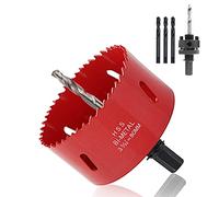 ASelected 80mm BI-Metal Hole Saw M42 HSS Circular Hole Cutter with Hexagon Adapter and Centring Drill - Red Bi Metal Holesaw for Wood, Plastic, Thin Metal, Cornhole Boards