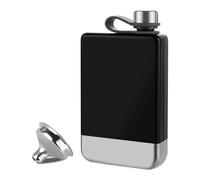 ASelected 9Oz Hip Flasks with Funnel for Women Men with Funnel Stainless Steel Pocket Flask Whisky Flask Fit for Hiking Party and Barbecue(Black)