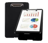 ASelected A4 Clipboard with Storage, Clipboard with Pen Holder, Plastic Clipboards with Compartment, Heavy Duty Storage Box Folder for School, Office, Medical Personnel (Black)