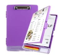 ASelected A4 Clipboard with Storage, Clipboard with Pen Holder, Plastic Clipboards with Compartment, Heavy Duty Storage Box Folder for School, Office, Medical Personnel, Side-Opening (Purple)