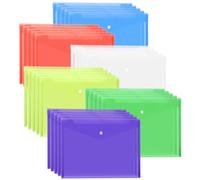 ASelected A4 Plastic Wallet 30Pcs Waterproof Plastic Folders Various Transparent Colors Suitable for Home Office School and Traveling