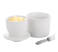 ASelected Butter Dish with Lid, French Butter Crock for Counter Butter Knife Keeper ,Ceramic Butter Bell Ceramic Butter Bell Spreadable and Soft Butter Dishwasher Safe (Whire)