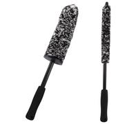 ASelected 2 Pcs Car Wheel Brushes,Soft Alloy Wheel Brush Microfibre,Rim Cleaning Brush Long Handle Vehicle Wheel Brushes Kit,Black Brush for Cleaning Car Wheel,Different Size Bendable Car Tire Brush