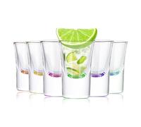 ASelected Coloured Shot Glasses 30ml Heavy Base Shot Glasses Set of 6 Stackable Coloured Shot Glass Reusable Clear Shot Glasses Set for Vodka, Tequila, Whisky Multicoloured Shot Glass