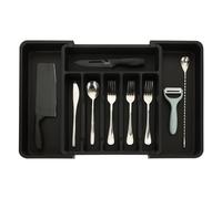 ASelected Cutlery Drawer Organiser Expandable Kitchen Utensil Tray Adjustable Silverware And Cutlery Holder 5 or 8 Compartments Storage Spoons Forks Knives Black