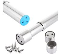 ASelected Extendable Wardrobe Rail - Stainless Steel Pole Tube 22.5-39.5 With End Sockets and Screws - Heavy Duty Hanger for Cabinet, Balcony