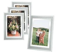 ASelected Glass Photo Picture Frames, Silver, 6X4, 4 Pcs