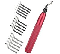 ASelected Hand Deburring Tool with 15 PCS High Speed Steel Rotary Blades, 360 Degree Swivel Head Burr Remover for Metal, Wood or Plastic