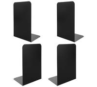 ASelected Heavy Duty Metal Bookend - Two Pair Black L-shaped with Non-slip Mat for Home Office, Library, Bookshelf (4pcs)