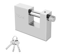 ASelected Heavy Outdoor Padlock with 3 Keys 70 Mm Thick Shackles Knock Protection Garage, Container, Gate and Warehouse Stainless Steel Color