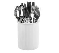 ASelected Kitchen Ceramic Cooking Utensil Holder, White Relief Cutlery Holder Cooking Organiser for Spatulas Spoon and Tongs Tableware Storage 13.4x10.8x9.8cm