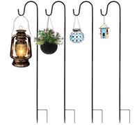 ASelected Metal Shepherds Hooks for Garden Lights,80Cm Adjustable Shepherds Hook with Metal Stake Base,Garden Heavy Duty Hooks for Hanging Lanterns,Plant Baskets,Garden Lights,Wedding,Black 4Pcs