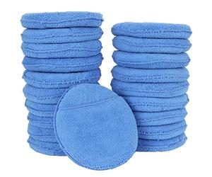 ASelected Microfibre Wax Applicator Pads, Pack of 20 Car Detailing Sponges Round, 5 Inch Washable Soft Foam Application Pads Ceramic Coating Applicator Pad for Polish - Blue