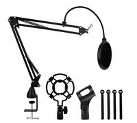 ASelected Microphone stand Boom Arm Mic Arm with 3/8" to 5/8" adapter with microphone stand anti-vibration stand Microphone stand microphone net all-metal rod strong load-bearing