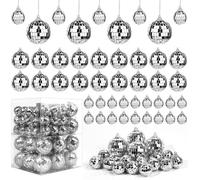 ASelected Pack of 72 Mini Disco Ball Mirror Ball, 3 Sizes, Mini Disco Ball for Hanging, Hanging Ball, Mirror Ball, Silver for Christmas Tree Decoration, Light Effect, Wedding, Home, Party (5/4/3 cm)