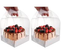 ASelected Transparent Cake Boxes 10Pcs,Clear&Plastic Cake Boxes 4Inch,Cake Holder Square Gift Box Cupcake Display Box Carrier Cake Container For Candy Chocolate Dessert At Birthday,Parties And Wedding
