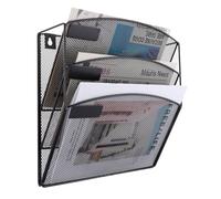 ASelected Wall File Holder Organiser 3 Tier Pockets Mesh Vertical Pockets Magazine Rack Office Document Organiser Mesh A4 Paper Storage Black