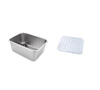 ASelected Washing Up Bowl, 304 Stainless Steel Large Rectangular 10 Litre Washing Basin, Dishtub, Mixing Bowl, Plastic Free, 33x24x15cm & Addis Transparent Sink Mat