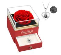 ASELFAD Gifts for Her Preserved Real Red Rose with I Love You Necklace, Forever Flowers Rose Gifts for Mom Wife Girlfriend Mothers Day Christmas Anniversary or Birthday Gifts for Women
