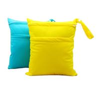 Asenappy Cloth Diaper Bags Waterproof Reusable with Two Zipper Pockets for Travel Beach Pool Daycare Dirty Baby Supplies Yoga Gym Bag for Swimsuits or, multicoloured, 3036-2, Yellow + Blue