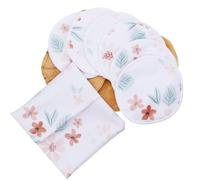Asenappy Reusable Nursing Pads with Heart Pattern, White and Black, Washable Breastfeeding Pads with 1 Pouch (6+1smallflower)
