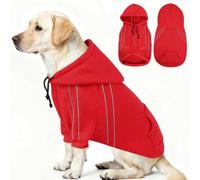 ASENKU Cozy Dog Hoodie，Soft Sweater with Adjustable Hood, Back Pocket and Leash Access Hole，Warm Reflective Sweatshirt for Cold Weather（Red，L