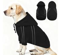 ASENKU Cozy Dog Hoodie，Soft Sweater with Adjustable Hood, Back Pocket and Leash Access Hole，Warm Reflective Sweatshirt for Cold Weather（Black，L