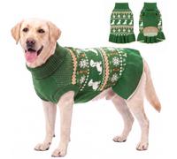 ASENKU Dog Christmas Sweater, Dog Sweater Dress with Leash Hole, Anti-Pilling Arctic Fleece Knit Pullover, Warm Winter Holiday Outfit for Small Medium Large Dogs Girl, Daily Wear (Green, L)