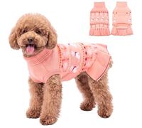 ASENKU Dog Christmas Sweater, Dog Sweater Dress with Leash Hole, Anti-Pilling Arctic Fleece Knit Pullover, Warm Winter Holiday Outfit for Small Medium Large Dogs Girl, Daily Wear (Pink, M)