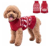 ASENKU Dog Christmas Sweater, Dog Sweater Dress with Leash Hole, Anti-Pilling Arctic Fleece Knit Pullover, Warm Winter Holiday Outfit for Small Medium Large Dogs Girl, Daily Wear (Red, M)