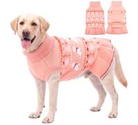 ASENKU Dog Christmas Sweater, Dog Sweater Dress with Leash Hole, Anti-Pilling Arctic Fleece Knit Pullover, Warm Winter Holiday Outfit for Small Medium Large Dogs Girl, Daily Wear (Pink, XL)