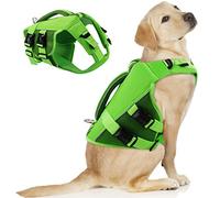 ASENKU Dog Life Jacket - Pet Safety Vest for Swimming & Boating, Shark Life Jacket with Floatation, Dog Lifesavers Swimsuits for Small Medium Large Dogs (Green, 2XL)