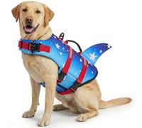 ASENKU Dog Life Vest Shark Medium L with Safety Handle and Reflective Stripes, Robust Life Jacket with D Rings Dog Life Jacket for Swimming, Boat, Beach with Your Dogs