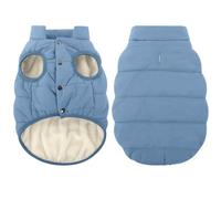 ASENKU Dog Winter Coat Dog Fleece Puffer Jacket for Small Medium Large Dogs | Waterproof & Windproof Dog Coat, Warm Plush Lining, Snowproof Dog Puffer Vest with Leash Hole Dusty Blue 2XL