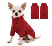 ASENKU Knitted Dog Sweater, Pullover Thermal Dog Winter Sweater, Turtleneck Doggy Sweaters for Small Dogs Boy Girl,Warm Pet Sweatshirt for Chihuahua,Maltese,XS