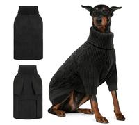 ASENKU XXL Dog Sweaters for Large Dogs Girls Boys, Doberman Sweater for Female Male, Winter Turtleneck Long Sleeve Pet Christmas Sweater for Pitbull Golden Labrador (Grey, 2XL)