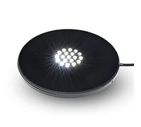 ASENTE 19 LED White Light Stand Base - Circular Illuminated Display Pedestal for 3D Crystal Glass Art - LED Light Base & Crystal Display Stand, AC/USB Plug Operated Lighted Acrylic, Crystal Base Black