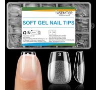 ASENTER Extra Short Coffin Nail Tips - 300Pcs Half Matte Full Cover Press on Nails, Pre-Shape Clear Nail Tips Coffin for Home DIY and Art Salon, 15 Sizes