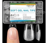 ASENTER Short Coffin Nail Tips - 300Pcs Half Matte Full Cover Press on Nails, Pre-Shape Clear Nail Tips Coffin for Home DIY and Art Salon, 15 Sizes
