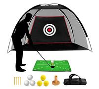 ASENVER Black Golf Practice Net Set with Hitting Mat Target Cloth and Carrying Bag (6.6x4.4 FT)
