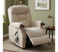aseris fabric dual motor lift tilt recliner chair in beige
