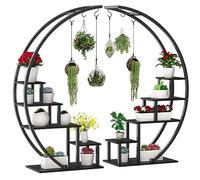 ASerZenith 10 Tier Tall Metal Indoor Plant Stand Half-Moon-Shaped Plant Shelf Holder Flower Pot Shelves Multi-Purpose Plant Display Shelf Decor for Home Garden Balcony Pat（B）