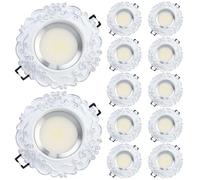 ASerZenith 12 Packs White Dimmable Led Recessed Downlight With Baffle Trim, 3Cct 3000K/4000K/6000K Adjustable, European Style Ceiling Light Fixture For Living Rooms, Kitchens, And Corridors,White-12W