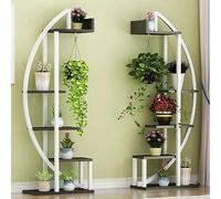 ASerZenith 2 Pcs 5 Tier Tall Metal Indoor Plant Stand Half-Moon-Shaped Plant Shelf Holder Multi-Purpose Plant Stands Plants Decor Display Shelf for Home, Living Room, Pati（E）