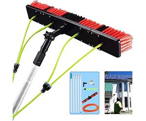 ASerZenith 29Ft Water Fed Cleaning Kit - Telescopic Pole & Brush For Windows & Solar Panels - 9M Hose-Fed Cleaner With 30Cm Brush Head - Perfect For Easy Outdoor Cleaning,6 M Rod-50Cm Bürste