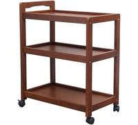 ASerZenith 3-Tier Kitchen Utility Cart, Mobile Serving Cart For Dining Room & Wine, Multifunctional Service Cart For Restaurant & Hotel, Honey Color Finish