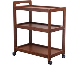 ASerZenith 3-Tier Kitchen Utility Cart, Mobile Serving Cart For Dining Room & Wine, Multifunctional Service Cart For Restaurant & Hotel, Honey Color Finish
